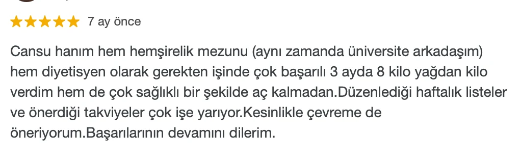 Fit Berry Google danışan yorumu 1