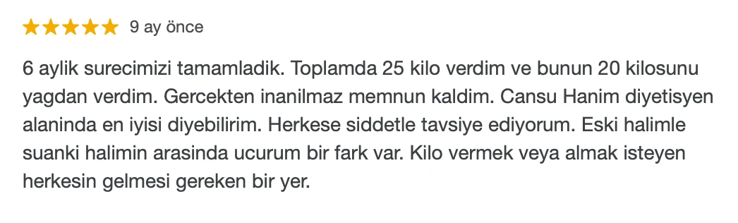Fit Berry Google danışan yorumu 4