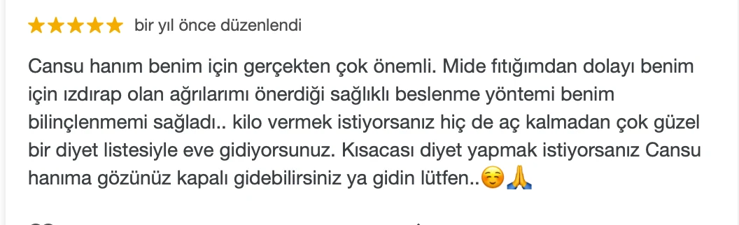 Fit Berry Google danışan yorumu 5