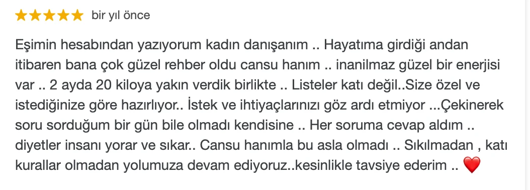 Fit Berry Google danışan yorumu 7