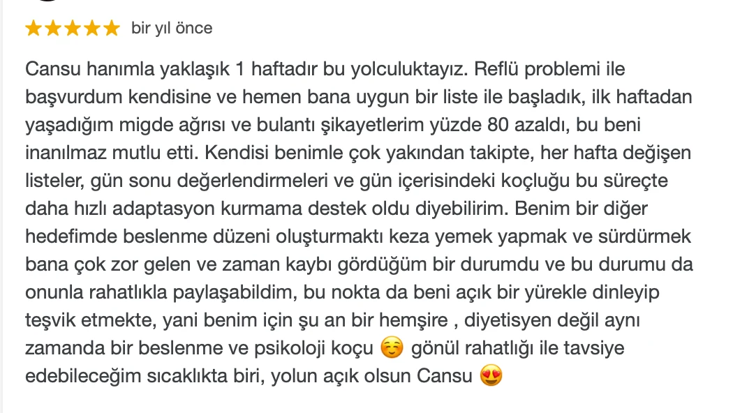 Fit Berry Google danışan yorumu 8